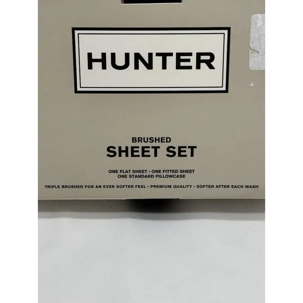 Hunter White Twin XL Brushed Sheet Set Solid Polyester Adult Bedroom Decor